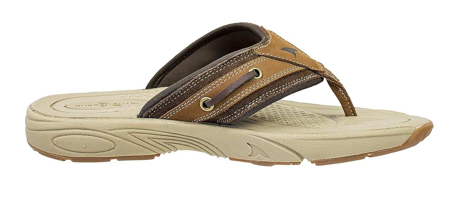 Rugged Shark Bimini Premium Flip Flop Sandal for Men Lightweight Size 8 to 13 Brown Men Sandals