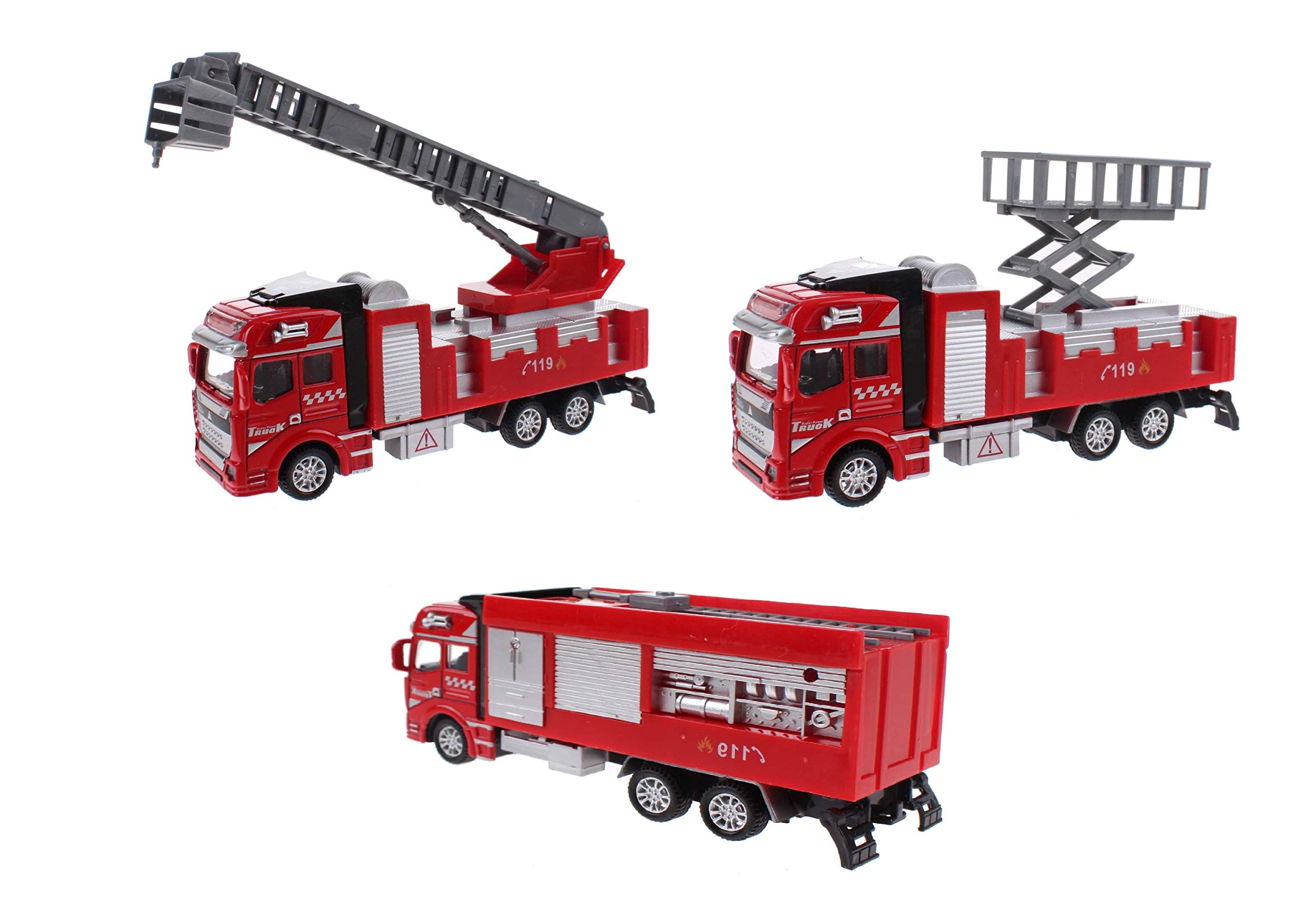 UMKYTOYS Diecast Fire Engine Truck Toy For Kids Play Figure Emergency Vehicle