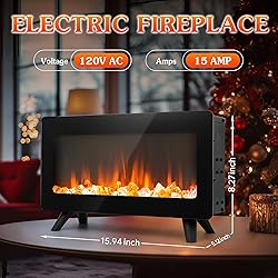 16" Freestanding Electric Fireplace Heater - Fire