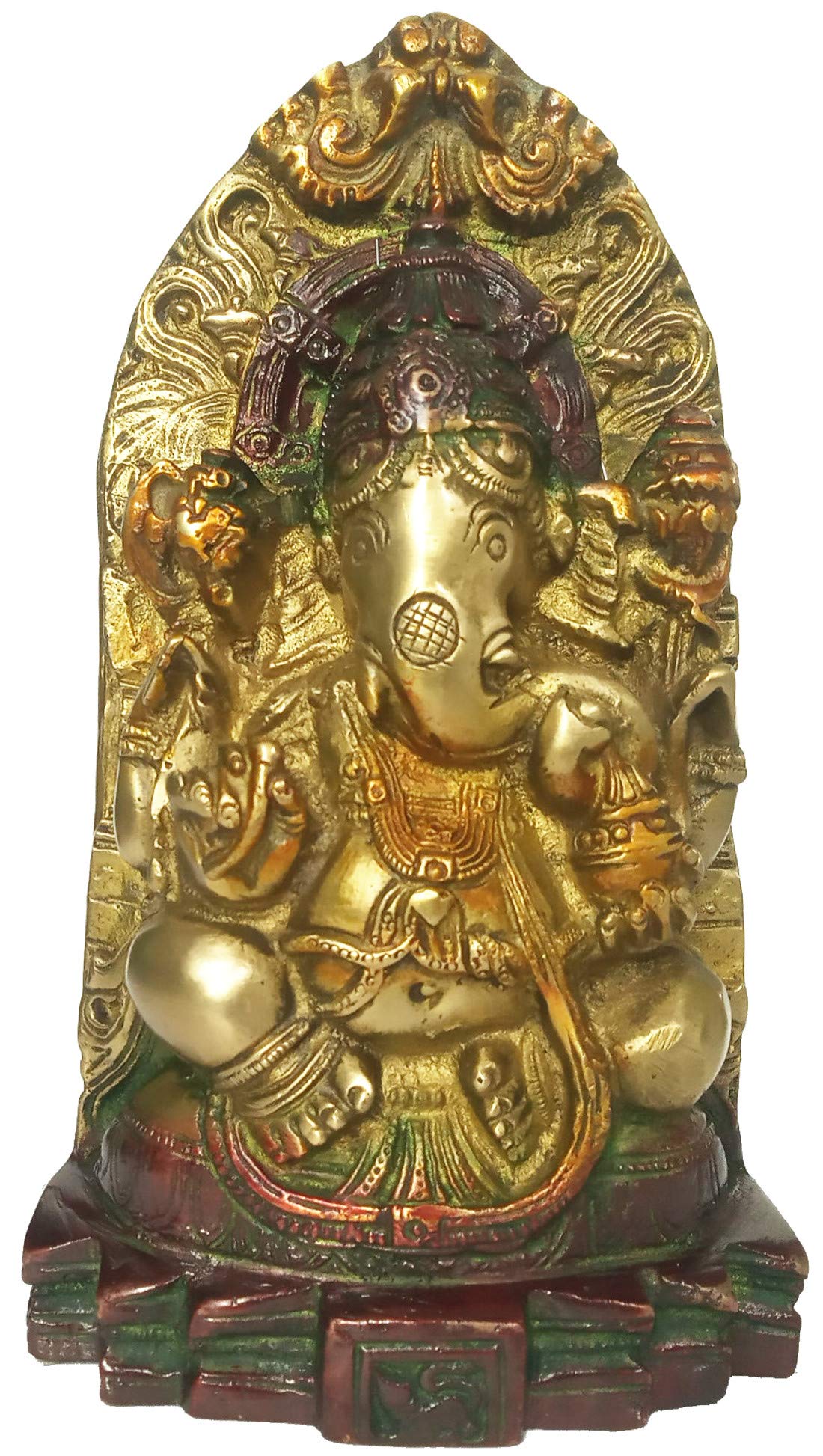 Purpledip Brass Idol Ganesha (Ganapathi or Vinayaka): Antique Design Collectible Siddhi Vinayak Statue (12160)
