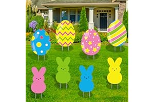 Wironlst Easter Decorations Outdoor Easter Yard Signs with Stakes Bunny Easter Eggs Yard Decor for Spring Happy Easter Patio Lawn Decorations