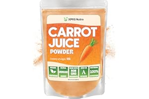 XPRS Nutra 100% Natural Carrot Juice Powder - Pure Carrot Powder from The USA - Ideal for Juice and Smoothie - High in Vitamin A, Phytonutrients and Antioxidants - Non-GMO (8 oz)