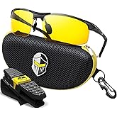 BLUPOND Night Vision Glasses for Driving For Men Women - Yellow Tint Anti Glare Glasses for Nighttime - Knight Visor