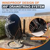 Icetimer Egg Chair Cover - Waterproof, Windproof, Heavy Duty 190x115cm view 4