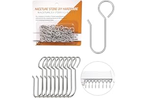 Metal Curtain Hooks for Drapes - 50 Pack Drapery Track Hanger S Hooks Stainless Steel Hardware Small Clips for Ceiling Curtai