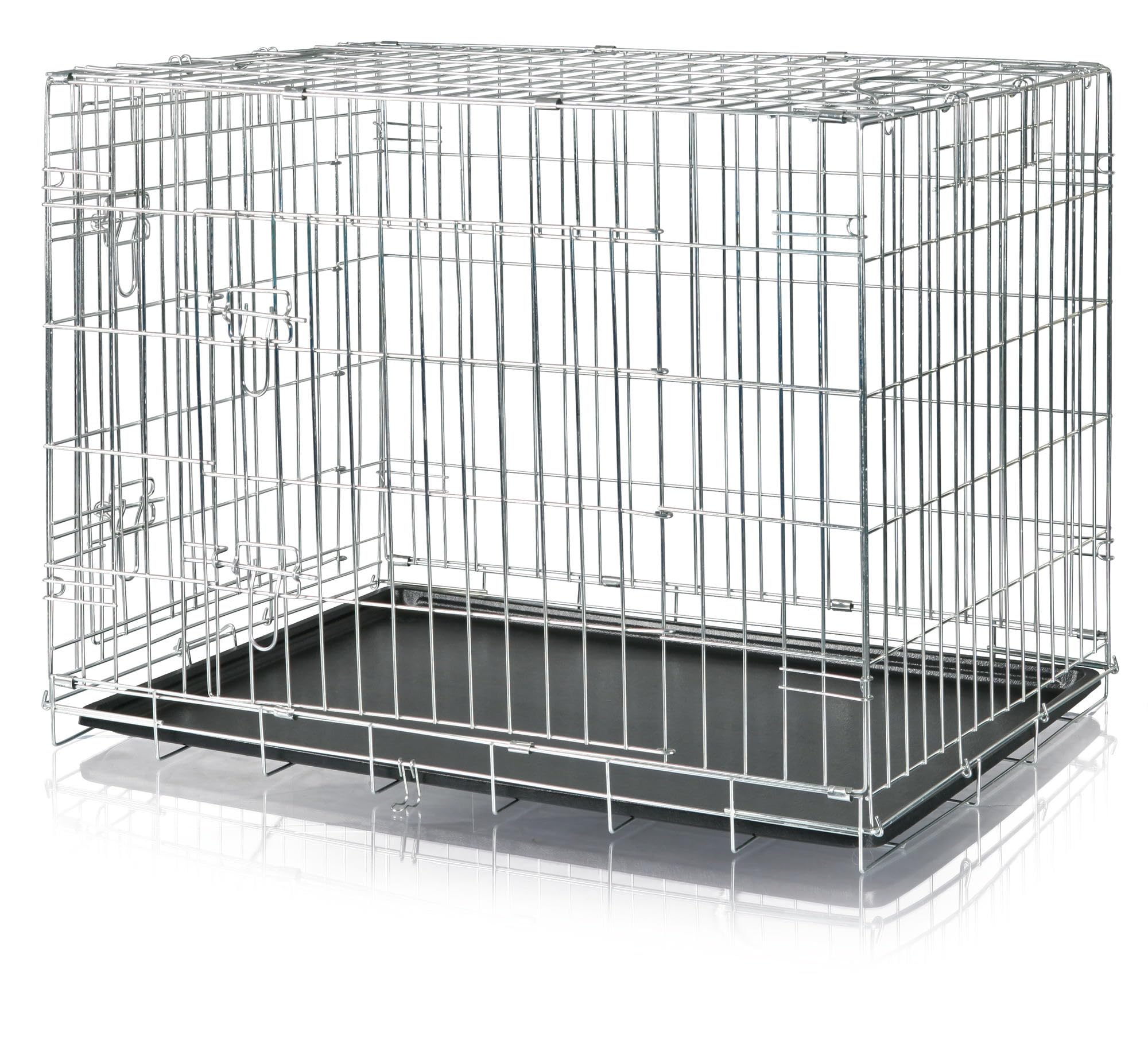 TRIXIE Dog Crate Home – Size M–L: 93 × 69 × 62 cm – Foldable Metal Dog Cage with 2 Doors, Secure Latches and Galvanised Frame – Includes Base Tray – For Home and Travel – 3924