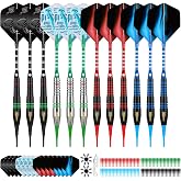 CyeeLife Darts Plastic Tip - Soft Tip Darts Set - 12 Pcs 18 Gram with 4 Colors Premium Aluminum Shafts, 100 Extra Dart Tips 16pcs Flights and 2pcs Flight Protectors for Electronic Dart Board