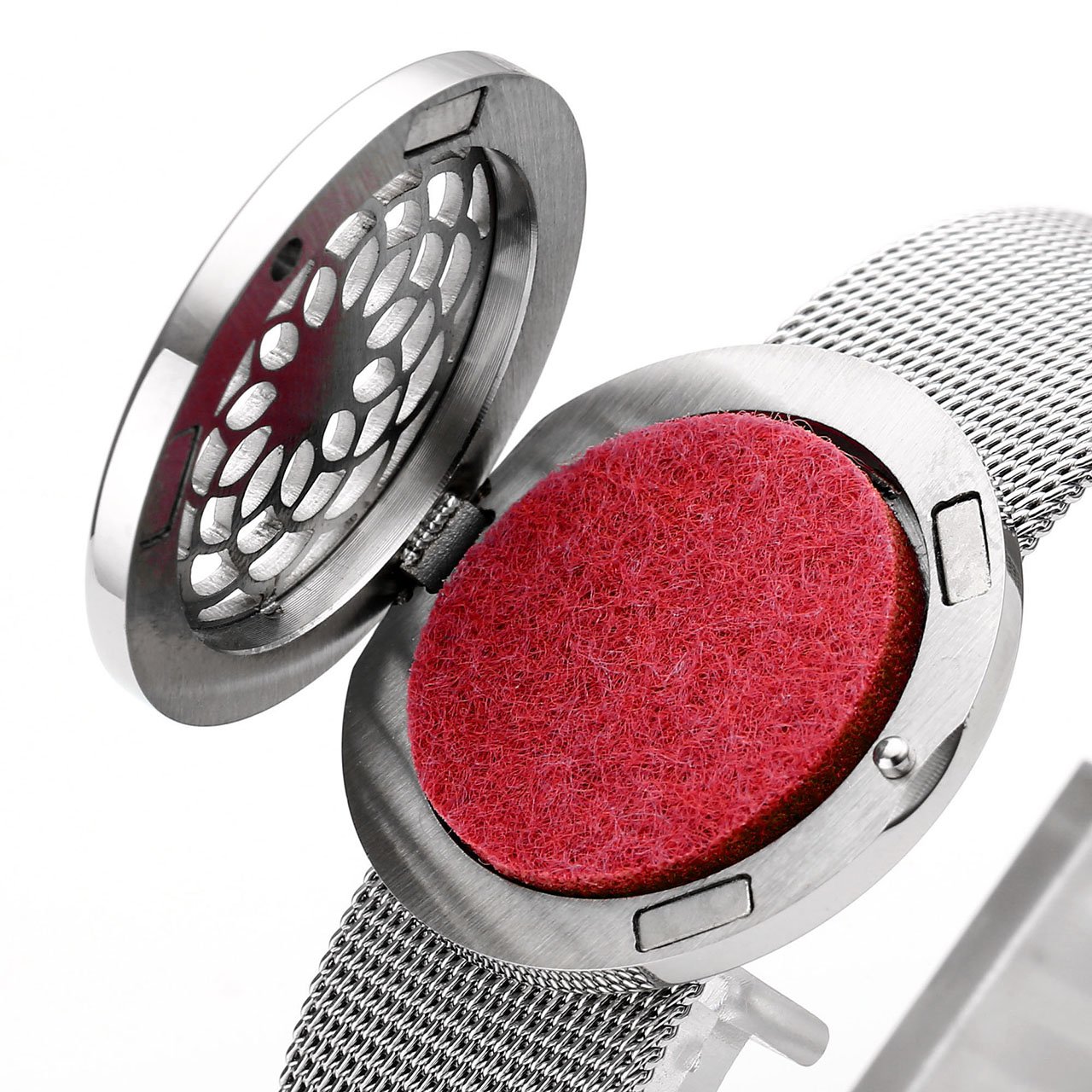 JOVIVI Aromatherapie Armband aus Edelstahl Ätherische Öle Parfum Diffusor Medaillon Armreif Sakralchakra Floating Locket Anhänger