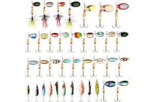 TANLADE 100 Pcs Fishing Lures Spinner Baits Metal Trout Lures Fishing Spinners and Spinnerbaits Metal Baits Kit with 4 Pcs Tackle Box for Salmon Bass Walleye Crappie