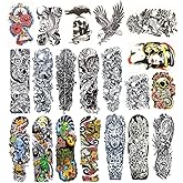 DaLin Extra Large Temporary Tattoos Full Arm and Half Arm Tattoo Sleeves for Men Women 20 Sheets