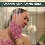 Temple Spring Exfoliating Glove Bamboo Rayon Body Scrubber Pink view 3