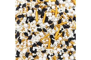 GEORLD 3.2oz Edible School Graduation Hat Class Confetti Sprinkle Baking Cake Cookie Cupcake IceCream Donut Black Gold