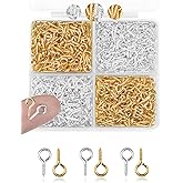 YupeTryp 600pcs Silver & Gold Small Screw Eye Pins for Jewelry Making & DIY Crafts, Mini Eyelet Screws for Art Projects & Bead Charms, Tiny Eye Hooks, Mini Eyelet Hooks for Cork Top Bottles (5mm)