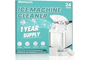 Mamouris Ice Machine Cleaner Maker Descaler, 24 Pack Cleaning Tablets, Countertop Nugget Ice Maker Cleaner, Odor-Free, Crysta