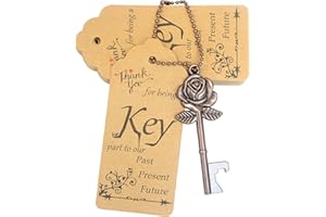 Aokbean Bulk 100 Rose Flower Shaped Keys Wedding Favors Gift for Guest Bulk Skeleton Key Bottle Opener with Card and Chain fo