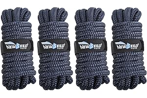 MALZE-NEWSEED 4 Pack 5/8" x 15' Dock Lines Double Braided Nylon Boat Rope with 15" Eyelets, Marine Grade Premium Mooring Lines for Docking Boat & Pontoon, Navy Blue