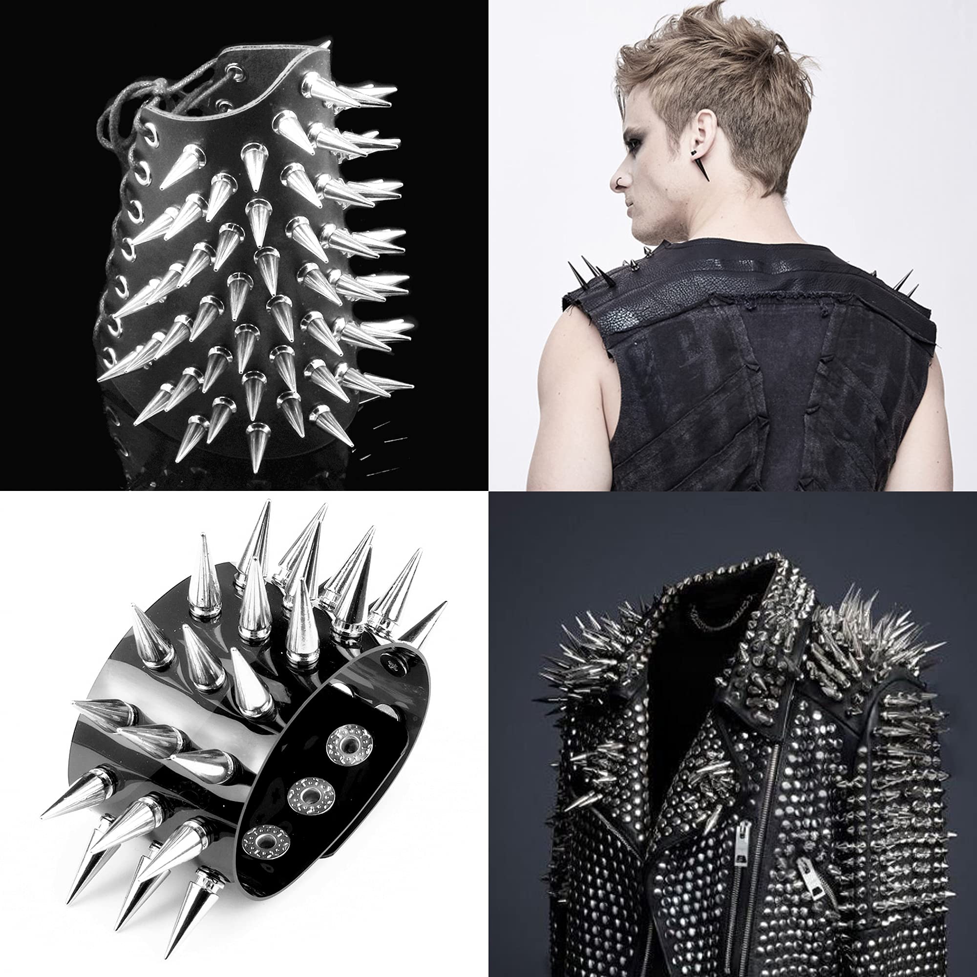 50PCS Silvery Cone Spikes Metallic Screw Back Studs DIY Craft Cool Rivets Punk 10 X 25mm