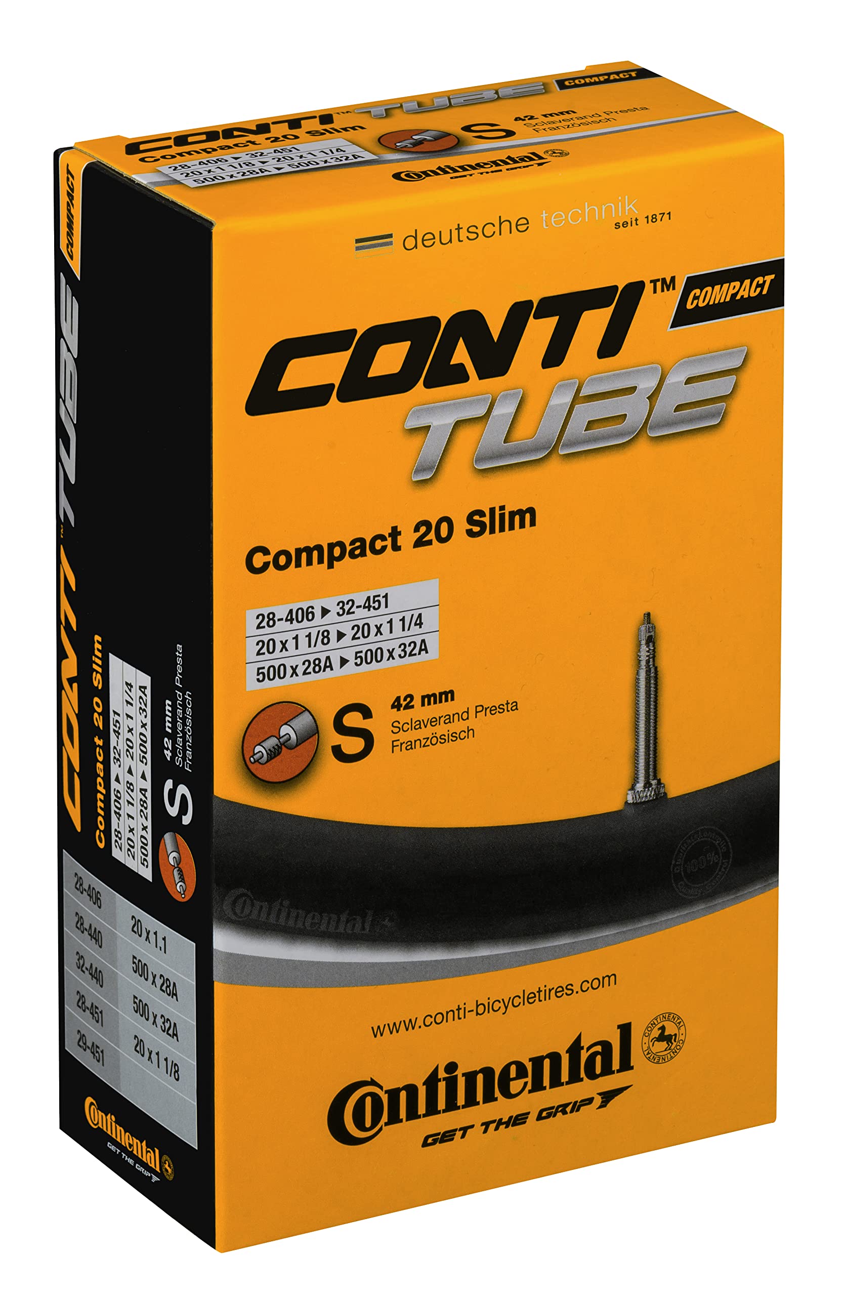 Continental Unisex's Compact Tubes Bike Parts, Other, [28-406->32-451]