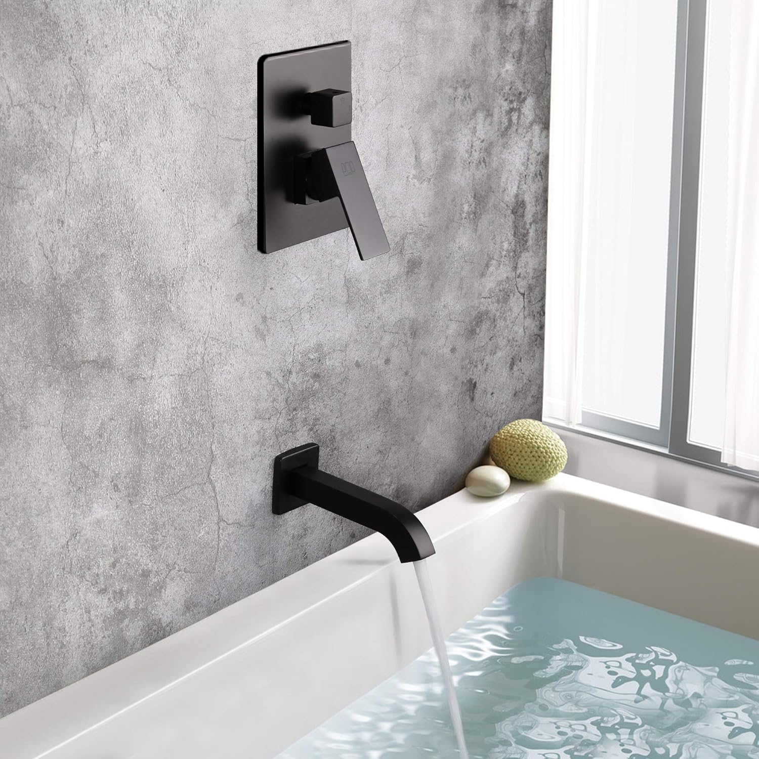 POP Bathtub Shower Faucet Set Matte Black Shower System with Tub Spout 8 Inch Wall Mounted Bathroom Rainfall Shower Head Set with Handheld Shower Combo Set (Contain Rough-in Valve Body and Trim) - - 