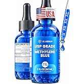 Bluesun Methylene Blue Drops 1% Pharmaceutical Grade - Made in USA, Formaldehyde-Free, Third-Party Tested, USP Purity 99.99%, GMO-Free, Alcohol-Free - 2 Fl Oz (60mL) in Amber Glass, 10mg/mL