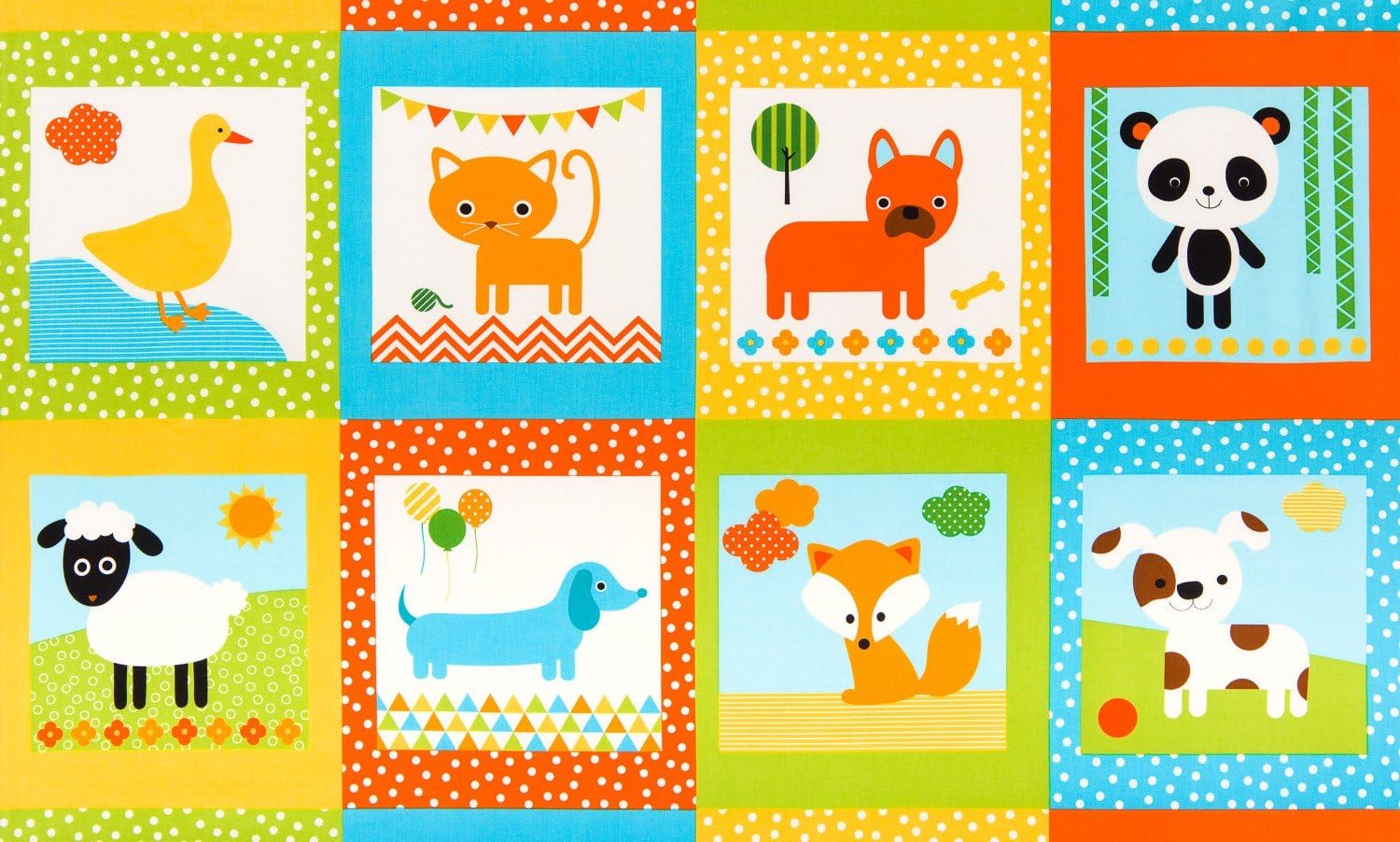 Animal Quilting Kids Fabric Panel -RK213 Bermuda - Urban Zoologie by Ann Kelle for Robert Kaufman - 100% Cotton
