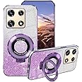 Case for Infinix Note 40 Pro 4G Cases Silicone with Ring Holder, Infinix Note 40 Pro 4G Phone Case Glitter Transparent Double Layer Detachable Soft TPU Shockproof Protective Luxury Slim Cover (Purple)