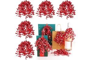 Lyrow 30 Pcs Christmas Curly Bows Self Adhesive Gift Wrap Accessory Xmas Holiday Gift Bows for Gift Wrapping Christmas Presents Wine Bottle Treat Bag Bridal Shower Wedding Party Favor(Red)