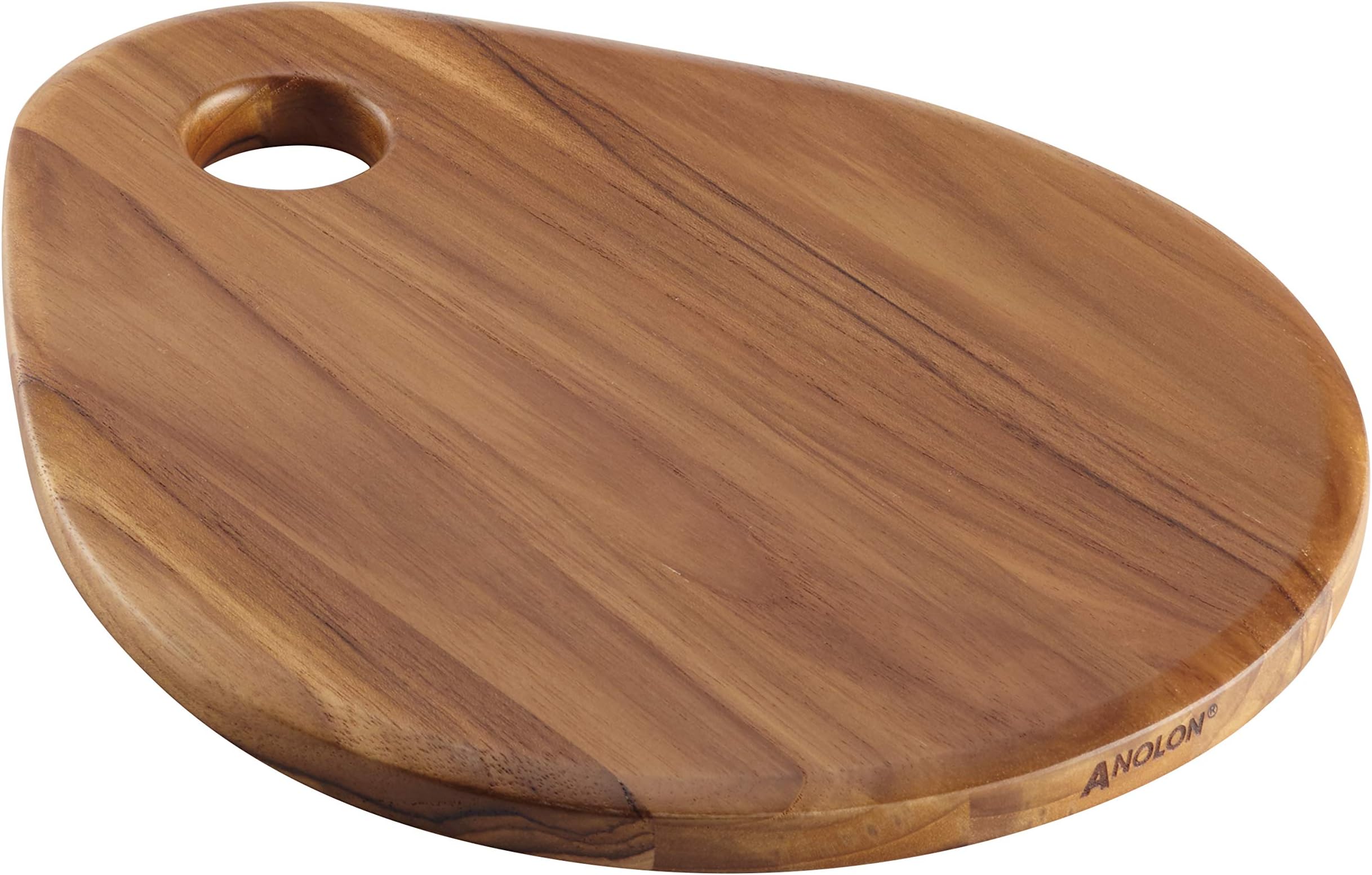Anolon Pantryware Teak Wood Teardrop Cutting Board - 12.5 Inch x 10 Inch, Brown