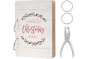 GloxwRiyt Christmas Card Holder Wood Christmas Card Organizer Photo Keeper Xmas Keepsake Album Collection for Holiday Birthday (Berry Garland)