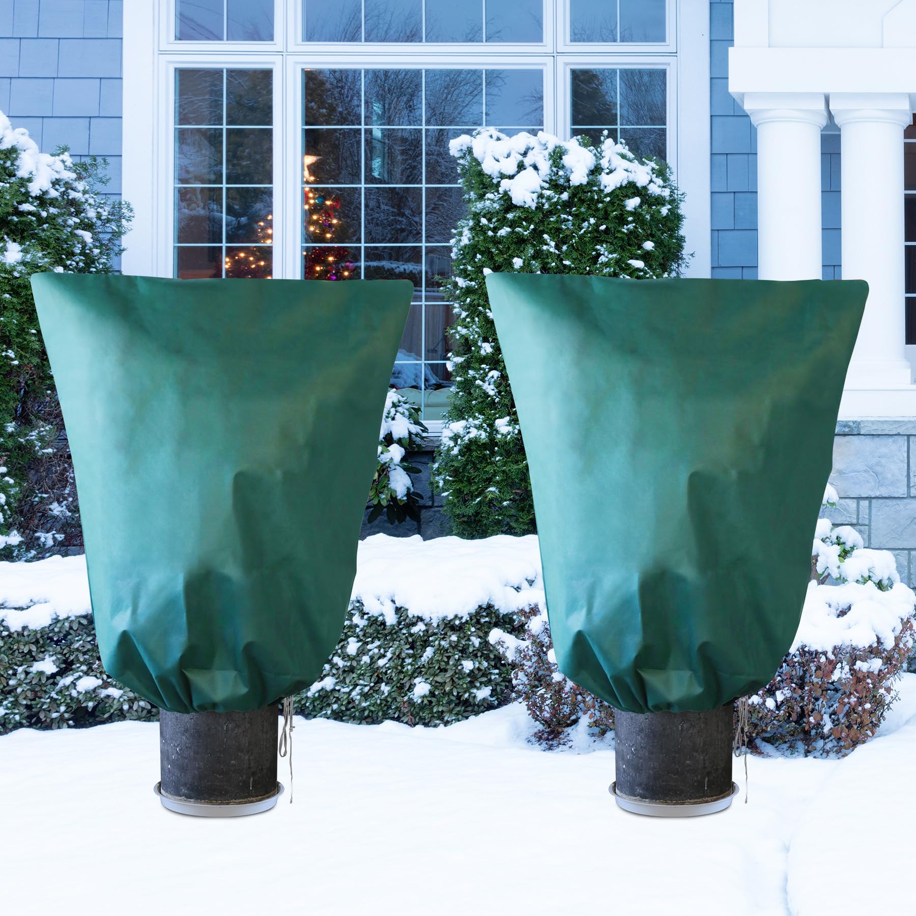 Garden Fleece Plant Frost Protection: 70GSM 2 Pack 120cm×180cm Horticultural Fleece with Zip Winter Plant Cover for Olive Tree Potted Palms Shrub Easy to Use Wind Protection Green