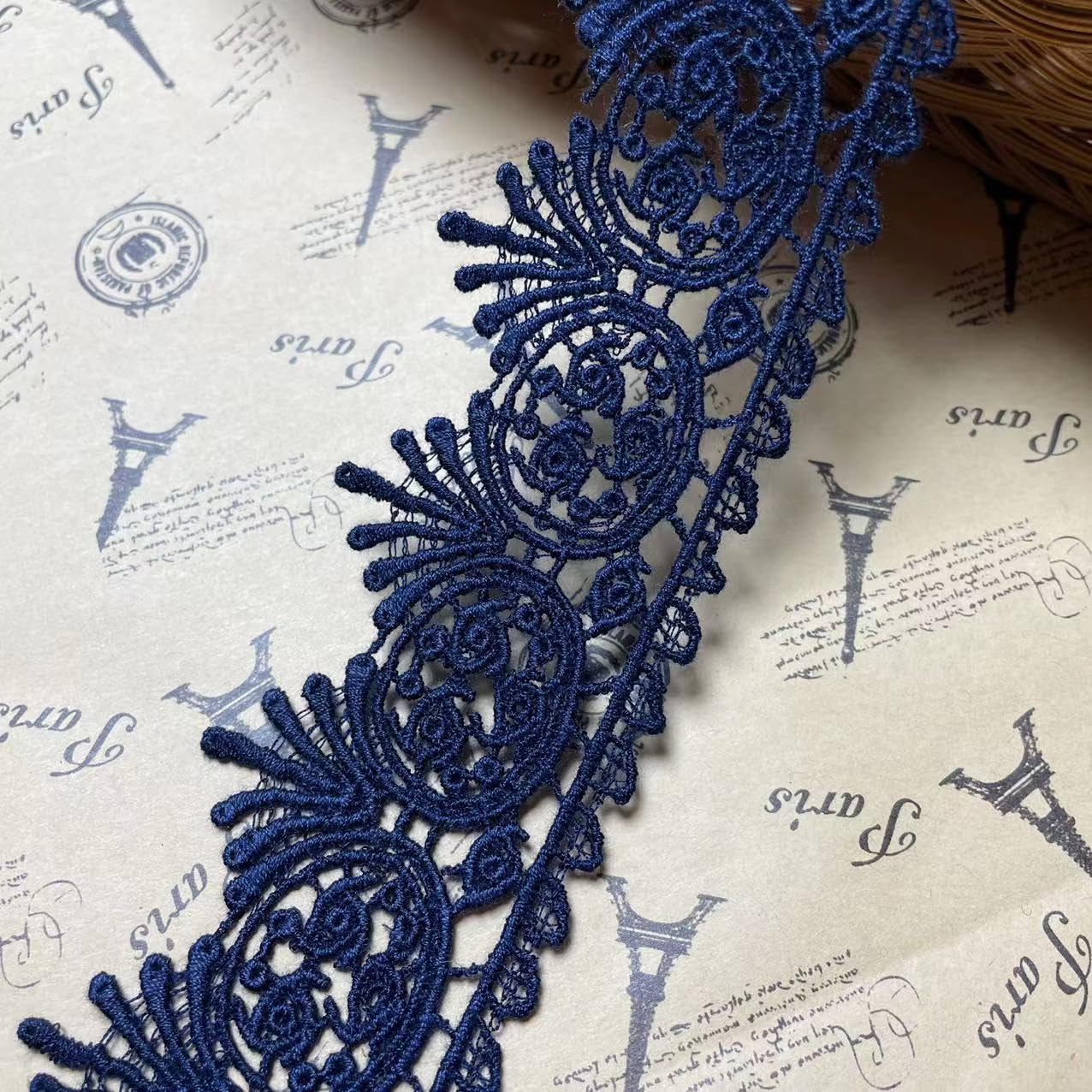 5.5CM Width Europe Trim Pattern Inelastic Embroidery Trims,Curtain Tablecloth Slipcover Bridal DIY Clothing/Accessories.(4 Yards in one Package) (Navy Blue)