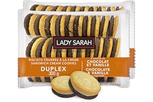 Lady Sarah Sandwich Cookies - Vanilla & Chocolate Cream Delights - Perfect Party Snack & Gift, 600g (2 Cookies Bags x 300G)