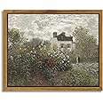 InSimSea Framed Canvas Wall Art Vintage Decor, Monet Flower Garden Painting Prints, Vintage Room Decor, Wall Decor Living Room Bedroom Kitchen Office Room Decor, 8"x10"