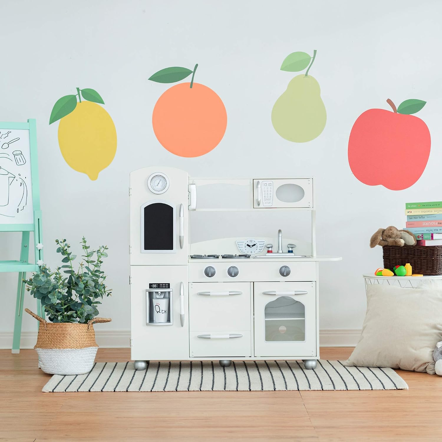 Teamson Kids Wooden Play Kitchen Toy Kitchen Playset Large Pretend Play Kitchen with Interactive Role Play Ice Maker - Image 3