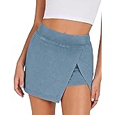 Ailoqing Women's Mini Skirt Stretchy Mid-Waist Side Slit Fitted Bodycon Short Skirt with Shorts Underneath