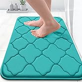 OLANLY Memory Foam Bath Mat Rug 24x16, Ultra Soft and Absorbent Bathroom Rugs, Non-Slip, Comfortable, Machine Washable Bath Carpet for Bathroom Floor, Tub, Shower and Home Decor Accessories, Teal