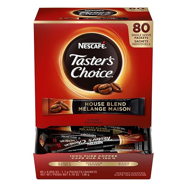 NESCAFE INSTANT COFFEE PACKETS, TASTER’S CHOICE LIGHT ROAST, 1.7 G SINGLES (PACK OF 80)