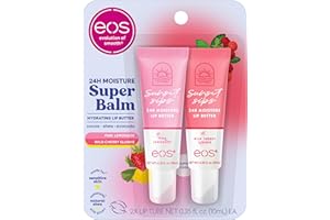 eos 24H Moisture Super Balm - Pink Lemonade & Wild Cherry Slushie, Day or Night Lip Treatment, Made for Sensitive Skin, Lip Balms & Moisturizers, 0.35 fl oz, 2-Pack