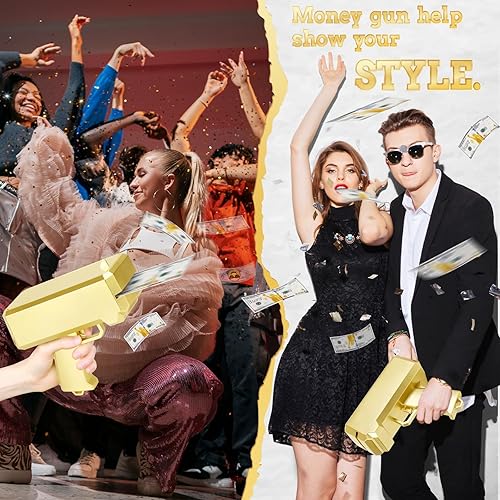 Money Gun Shooter With Prop, Make It Rain $100 Bills Prop Toy Money For Game, Movie, And Party Supplies