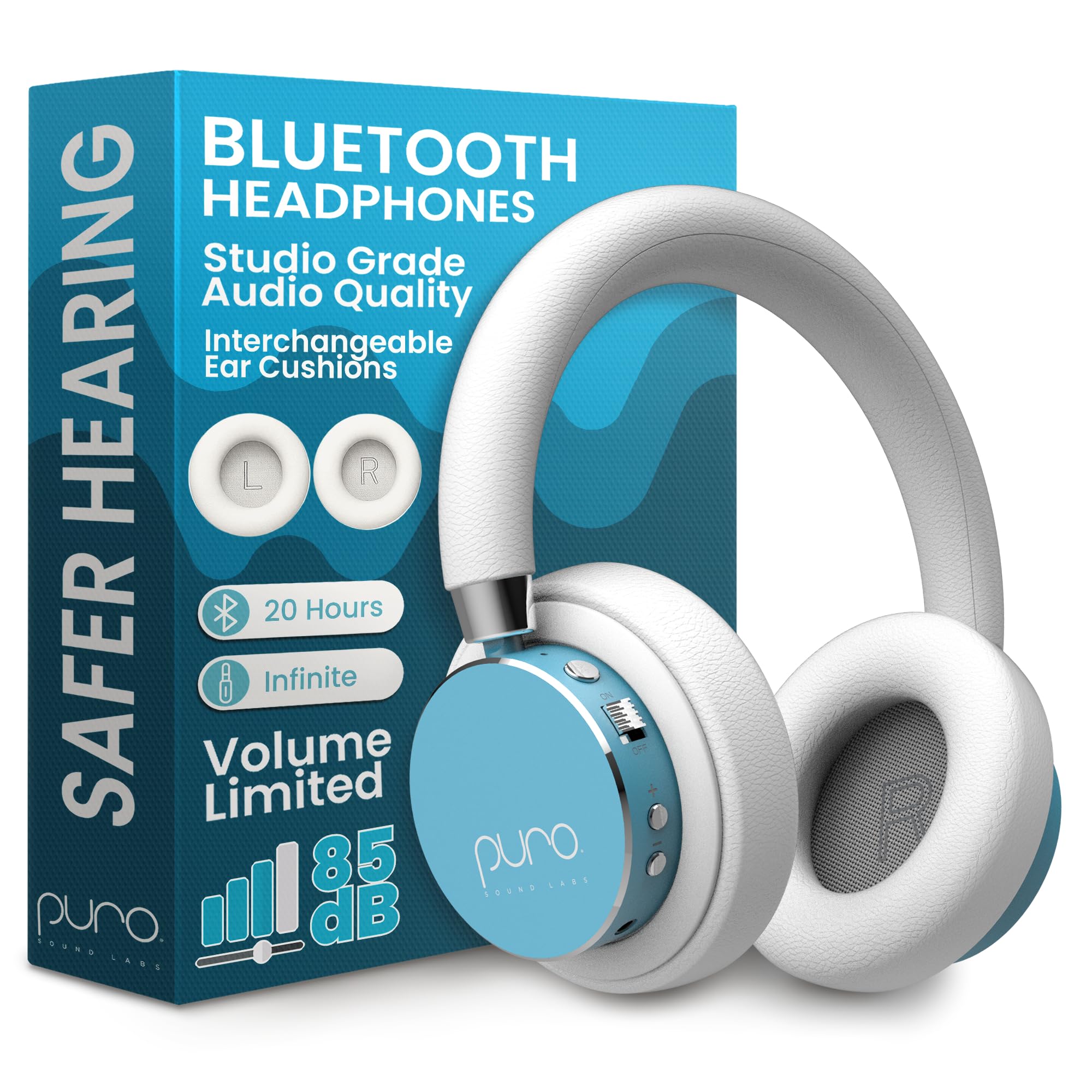 Puro Sound Labs BT2200 Plus Kids Bluetooth Headphones – Volume-Limiting 85dB, Studio-Grade Audio, Over-Ear & Comfy Design, 20-Hour Battery Life, Easy to Connect Wireless Headphones for Kids, Teal