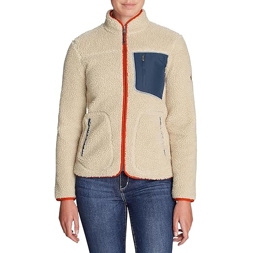 Amazon (エディー・バウアー) Eddie Bauer レディース フリースジャケット 長袖シェルパジャケット (オイスター PXS