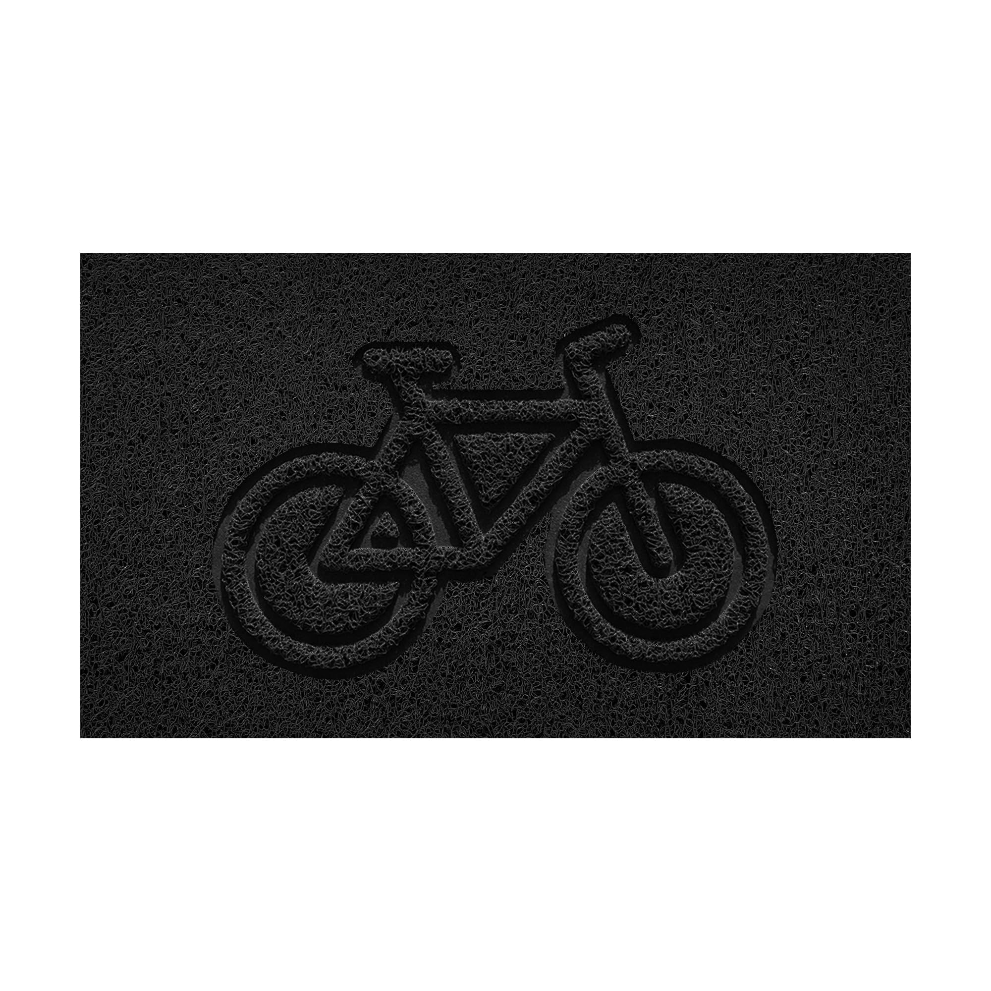 Nicoman Embossed Spaghetti Door Mat Dirt-Trapper Jet-Washable Doormat 70x43cm (Black, BIKE Shape) - Use Indoor or Sheltered Outdoor