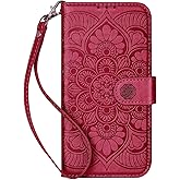 Ateeky Wallet Case for iPhone 14 Pro,[RFID Blocking] 3 Card Holder with Credit Card Slot Magnetic Protective Leather Flip Cover for iPhone 14 Pro (Red)