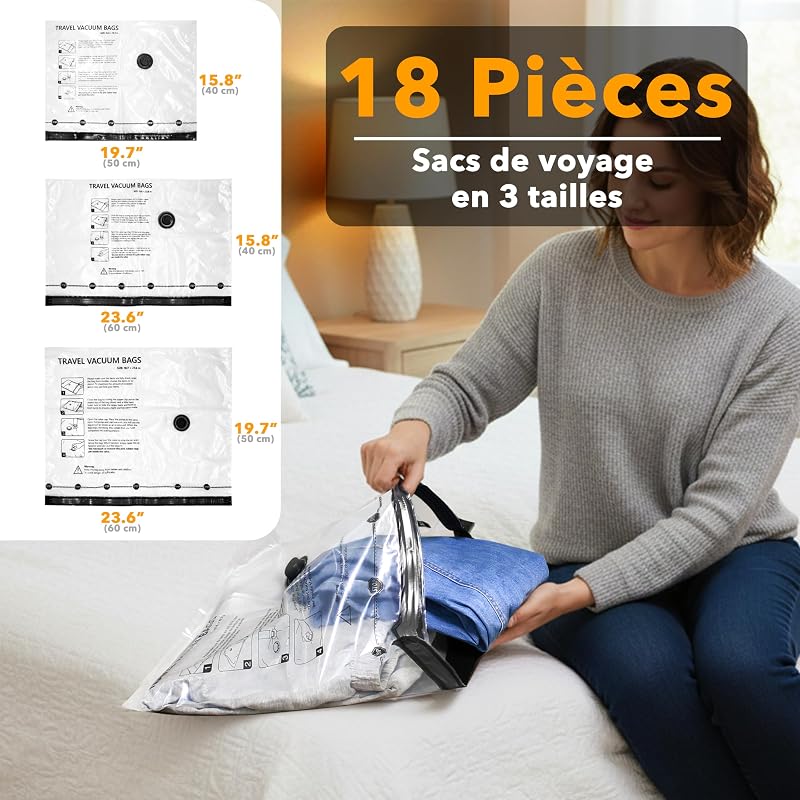 Sac Sous Vide Vetement Aspirateur avec Pompe Électrique, 18 Pièces — photo 4 sur 5