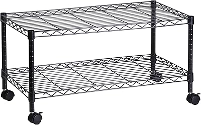 Honey Can Do 2-Tier Media Cart 2-stöckiger Medienwagen, Legierter Stahl, Schwarz, 18x36