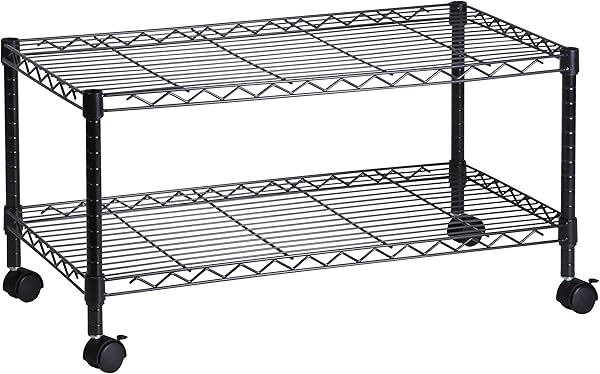 Honey Can Do 2-Tier Media Cart 2-stöckiger Medienwagen, Legierter Stahl, Schwarz, 18x36