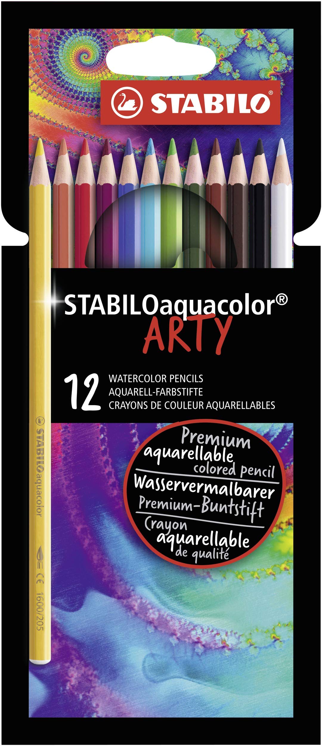 STABILO aquacolor - Aquarellable Colouring Pencil - ARTY - Pack of 12 - Assorted Colours