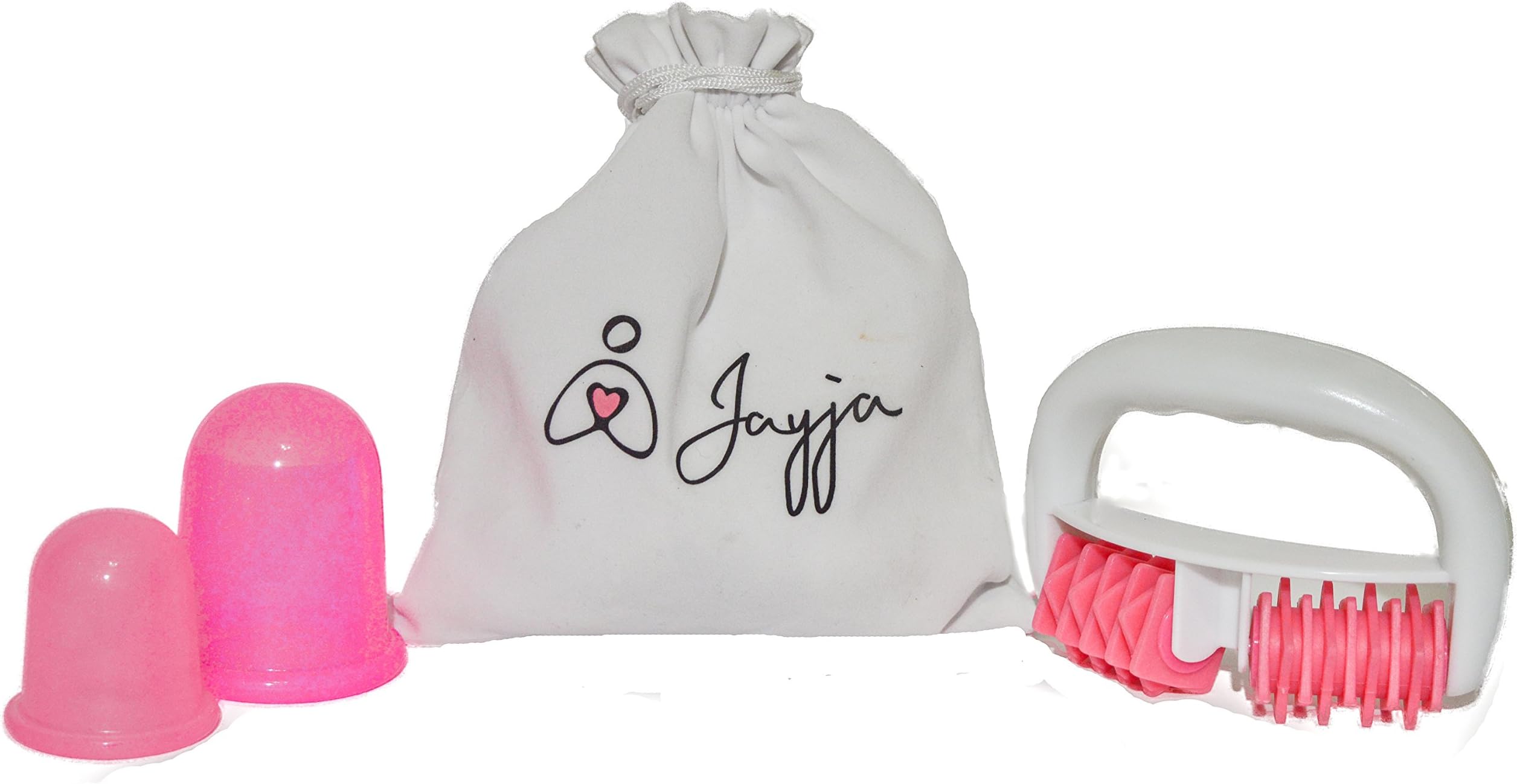 Anti-Cellulite Massage Cup Kit by Jayja: Massage Cups and Roller Set for Cupping Therapy. Stretch Mark Reduction, Smooth Skin,