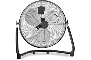 mollie 22 Inch High Velocity Floor Fan with 3 Speed Heavy Duty Metal Adjustable Tilt Portable Quiet Air Circulator for Home Garage, Workshop, Factory and Basement, 3522 CFM, Black