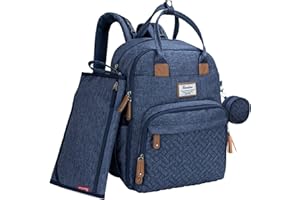 RUVALINO Unisex Diaper Backpack, Denim Blue, 17" x 8.5" x 12.5"